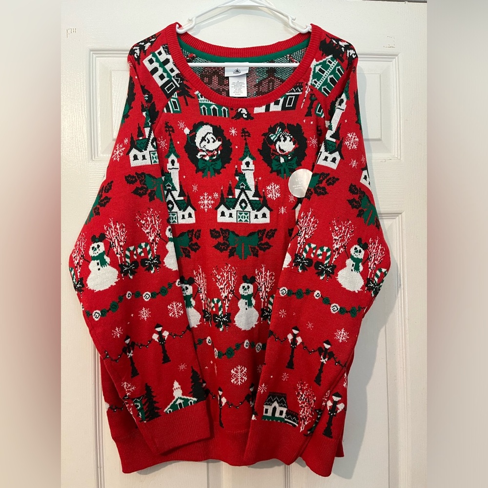 NWT light up Disney Parks Mickey Christmas sweater